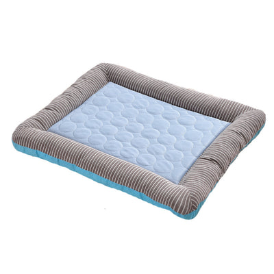 Almohadilla refrescante para mascotas, cama para perros, gatos, cachorros y gatitos, manta fresca para mascotas, Material de seda helada, suave para dormir en verano, azul, transpirable