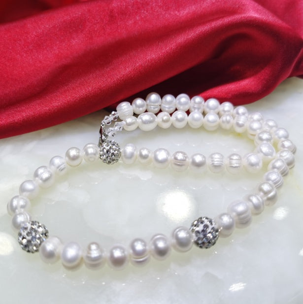 Conjunto de pulsera y collar de perlas de 8-9 mm