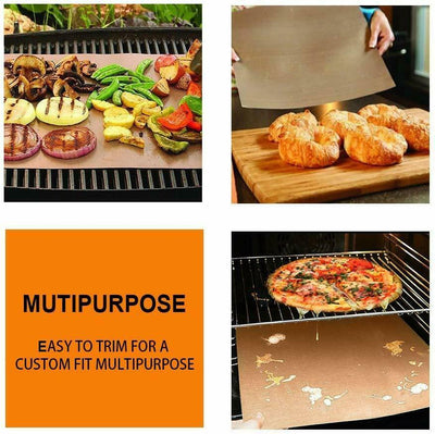 5pc Copper Grill Mats Baking Non Stick BBQ Mat Pad Bake Cooking Oven Sheet Liner