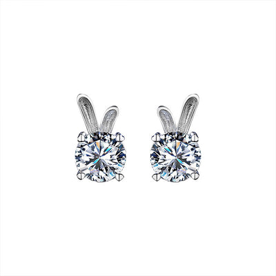 Women's Rabbit Moissanite Sterling Silver Earrings