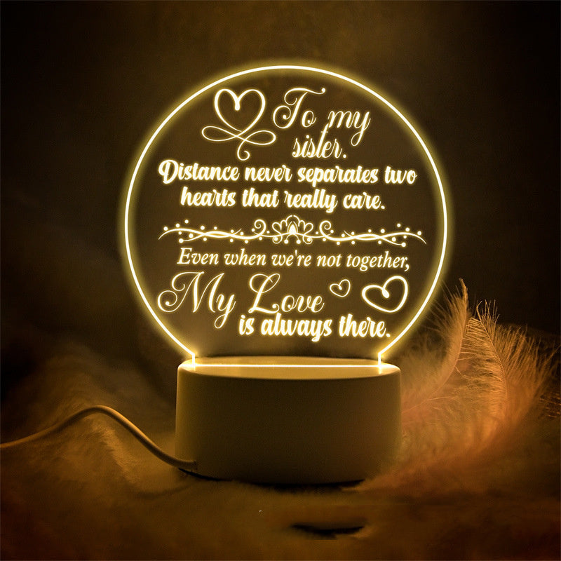 Luz nocturna 3D personalizada con texto y foto 