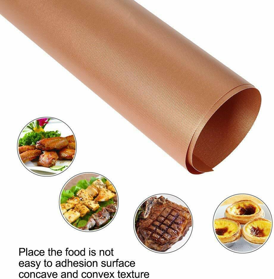 5pc Copper Grill Mats Baking Non Stick BBQ Mat Pad Bake Cooking Oven Sheet Liner