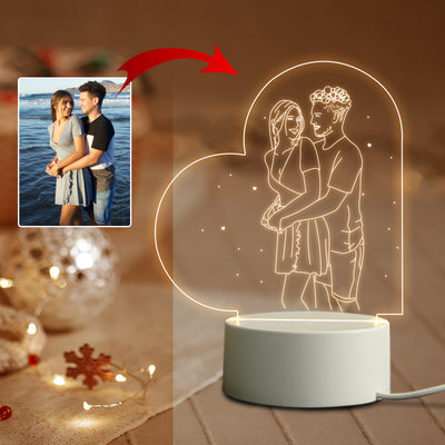 Luz nocturna 3D personalizada con texto y foto 