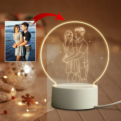 Luz nocturna 3D personalizada con texto y foto 