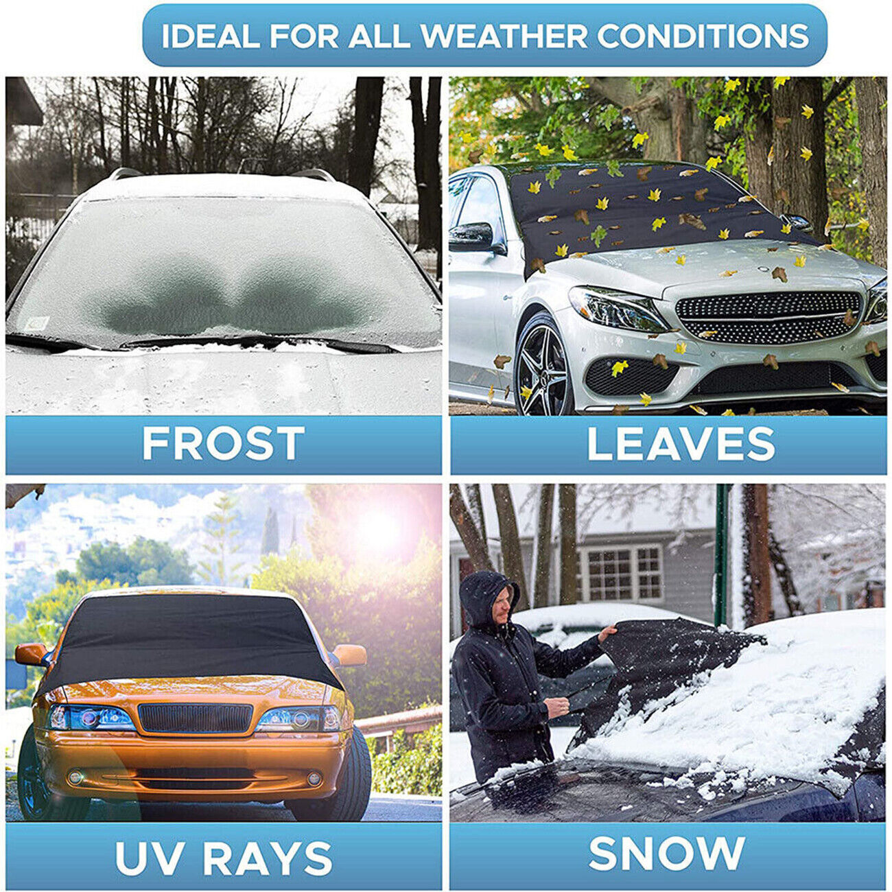 4 Layers Magnetic Car Windscreen Cover Winter Ice Frost Snow Protector Sunshade