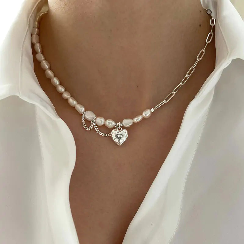 Asymmetry Chain Pearl Necklace