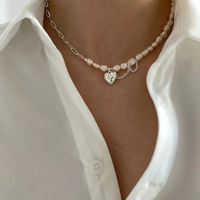 Asymmetry Chain Pearl Necklace